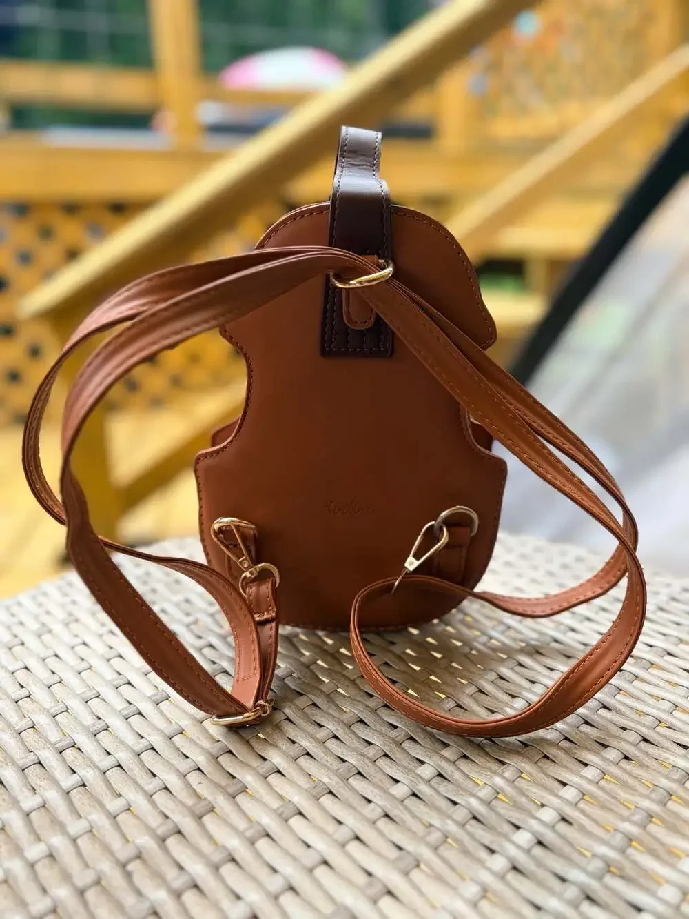 Violin Shaped PU Leather Crossbody Bag Backpack Brown
